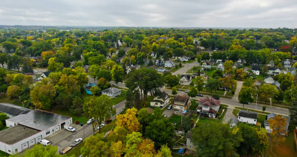 Aerial view of Lake Minnetonka area estate neighborhoods