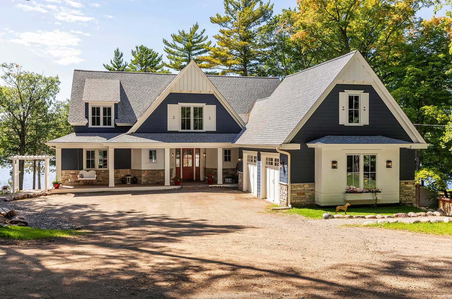 Craftsman lake cabin exterior in Minnesota