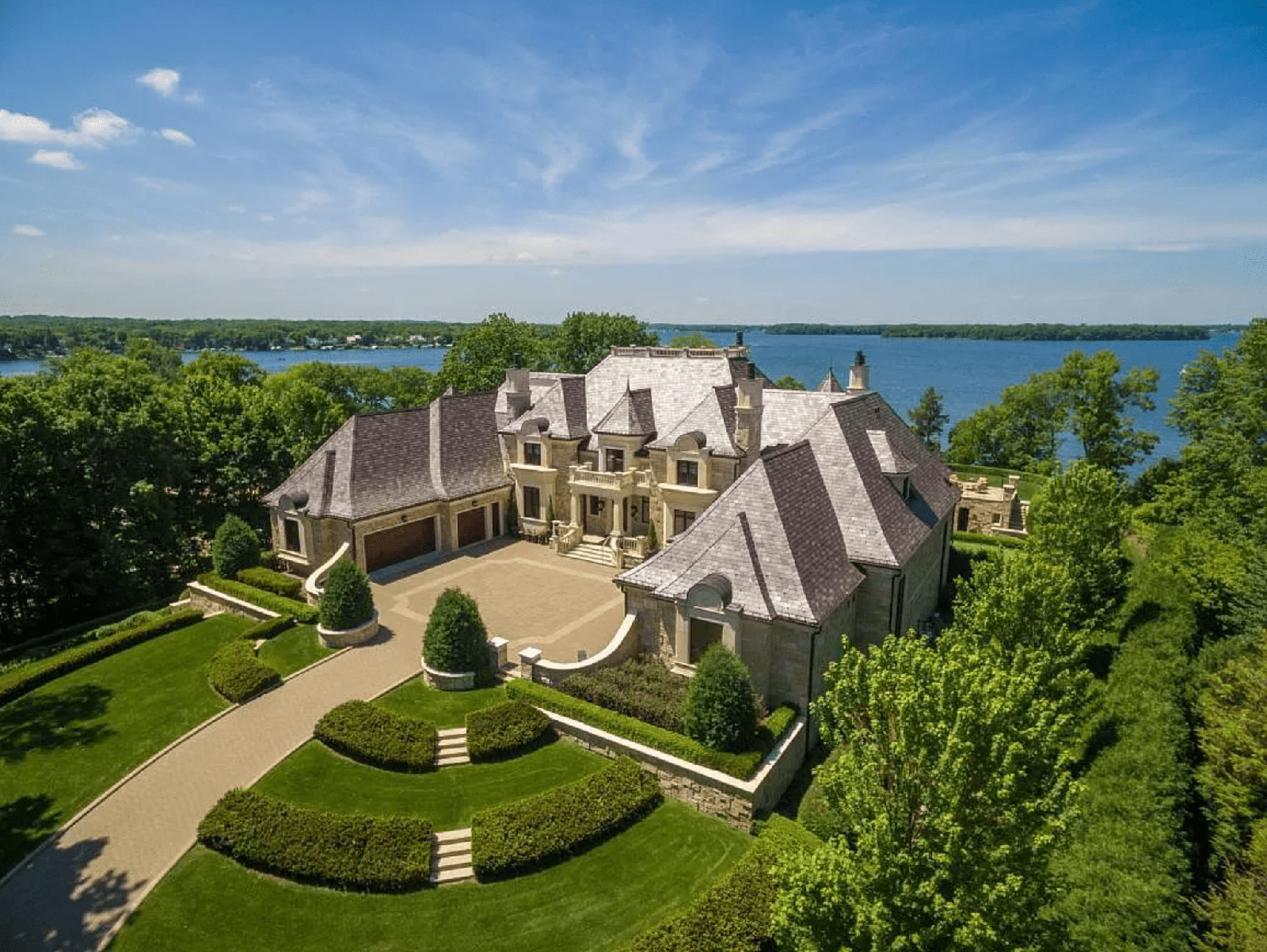 Aerial view of a Minnesota lakefront estate — the kind of property our network agents close every week