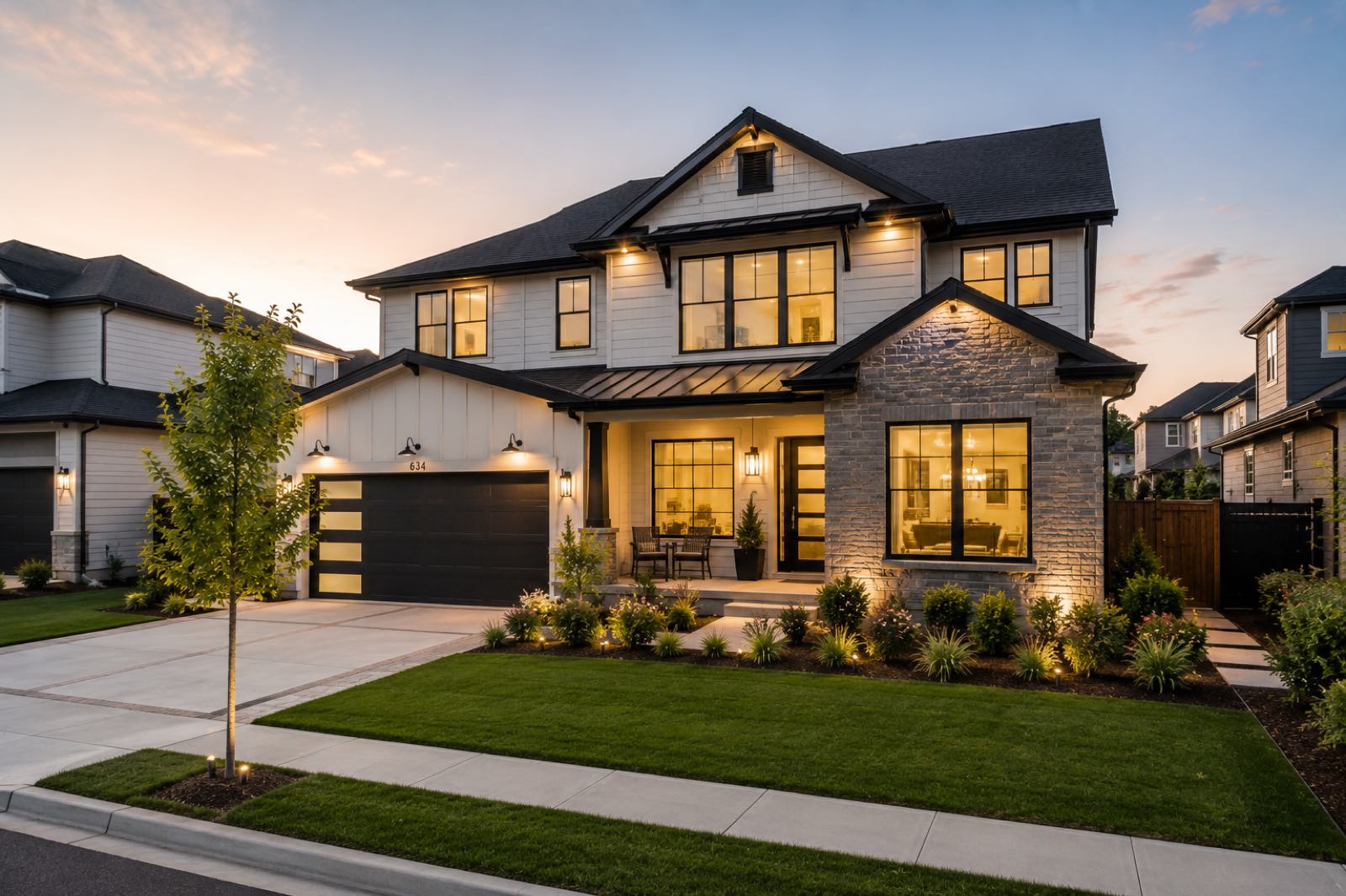 Premium Minnesota lake home at dusk
