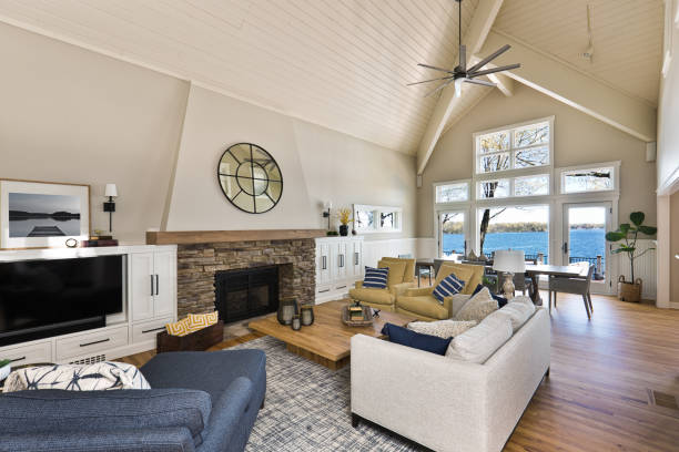 Minnesota lake home living room at closing