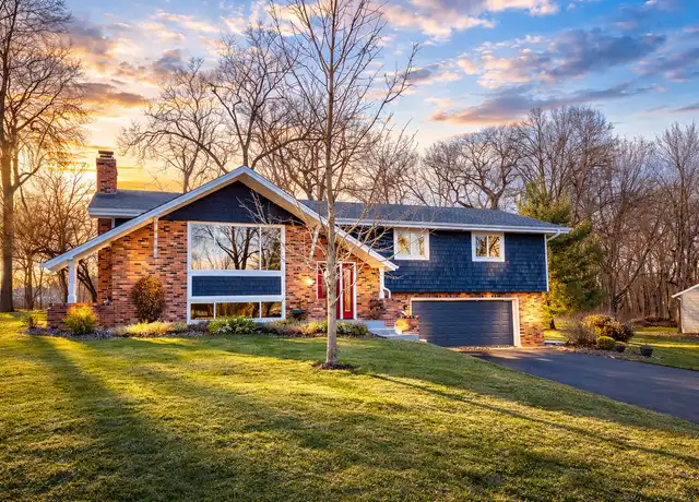 Minnesota lakefront area at split-level sunset