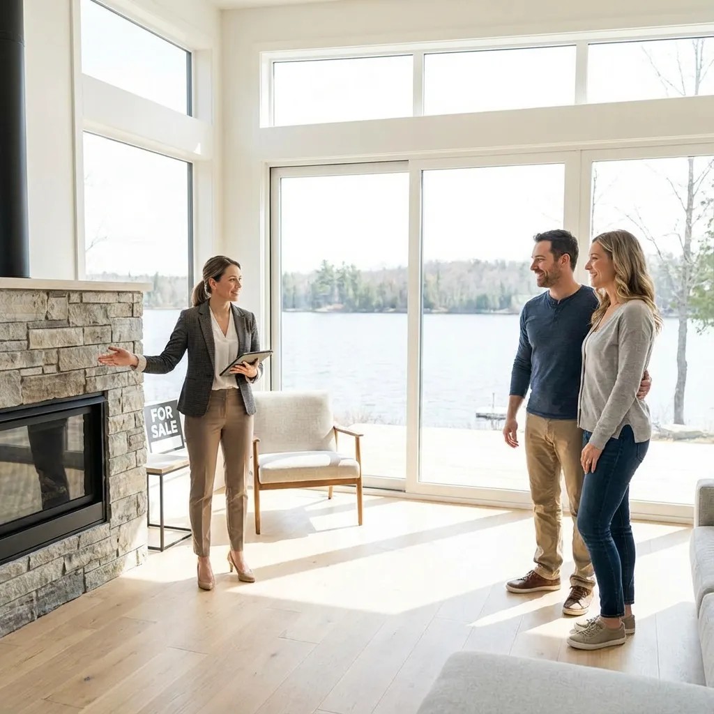Agent showing a lake home